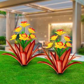 Tb-522 Tombaby Huge Metal Agave Plants Outdoor Decoration Yellow 2 Pack