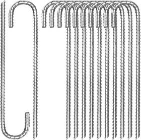 Toopify 611056680148 12 Pack Rebar Stakes Inch Heavy Duty J Hook Galvanized Silver