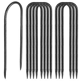 Tosulte 445000153142 12 Inch Heavy Duty Galvanized Steel U-shape Hook Rebar Stake Garden Post Ground A