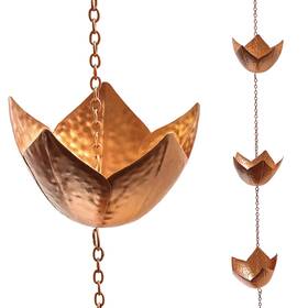 B07nwyjmwy Trademark Innovations Copper Colored Flower Rain Chain For Gutters And Downspout