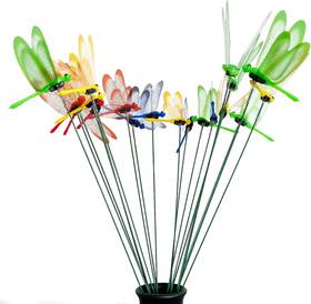 Lh0039-q Tuxiaobu 20 Pcs Diy Garden Dragonfly Stakes - 3d Removable Multi