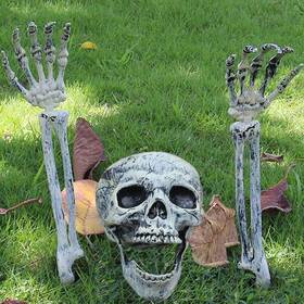 Cw-kl-3 Umeelr Realistic Halloween Skeleton Stakes Decorations 3pcs Black