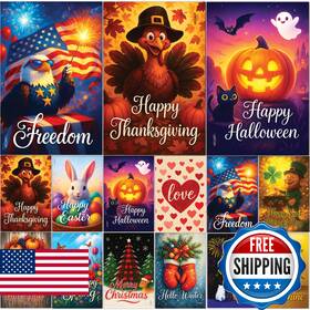 B0f76wp2sc Veojein Premium 12 Pack Seasonal Garden Flags Set 12x18 Inch Double Sided Burlap Outdoo