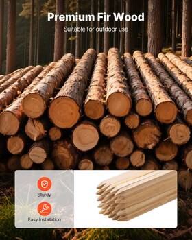 Vevor 197988887416 Wooden Garden Stakes 25pcs 48x0.75x0.75 In Sturdy Fir Wood Survey Grading