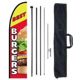 B0ddsfgn65 Vevor 16.3ft Burgers Feather Flag Kit With Pole - Outdoor Business Advertising