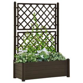 313984 Vidaxl Planter Flower Box Trellis Raised Bed Outdoor Mocha Polypropylene