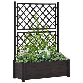 313985 Vidaxl Planter Flower Box Trellis Garden Raised Bed Anthracite Polypropylene