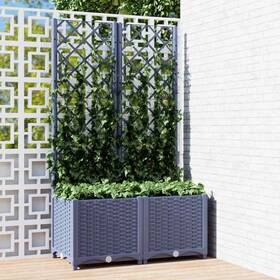 318251 Vidaxl Garden Planter With Trellis Plant Pot Flower Box Outdoor Dark Gray Pp