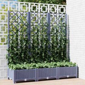 318252 Vidaxl Garden Planter With Trellis Plant Pot Flower Box Outdoor Dark Gray Pp