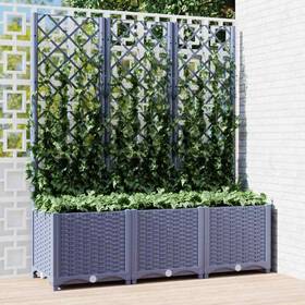 318253 Vidaxl Garden Planter With Trellis Plant Pot Flower Box Outdoor Dark Gray Pp