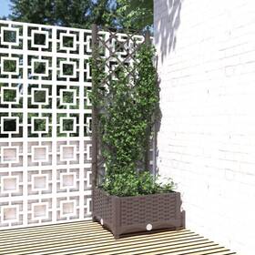 318258 Vidaxl Garden Planter With Trellis Plant Pot Flower Box Outdoor Patio Brown Pp