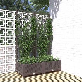 318260 Vidaxl Garden Planter With Trellis Plant Pot Flower Box Outdoor Patio Brown Pp
