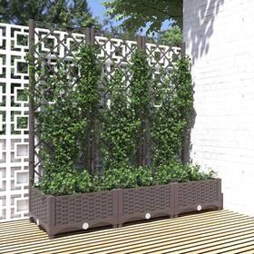 318262 Vidaxl Garden Planter With Trellis Plant Pot Flower Box Outdoor Patio Brown Pp