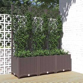 318263 Vidaxl Garden Planter With Trellis Plant Pot Flower Box Outdoor Patio Brown Pp