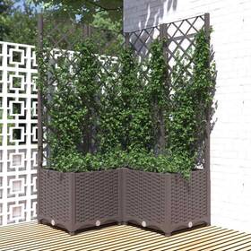 318265 Vidaxl Garden Planter With Trellis Plant Pot Flower Box Outdoor Patio Brown Pp