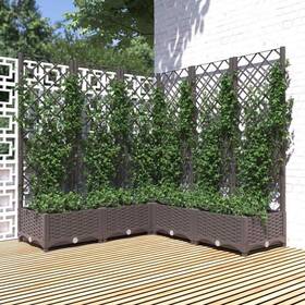 318266 Vidaxl Garden Planter With Trellis Plant Pot Flower Box Outdoor Patio Brown Pp