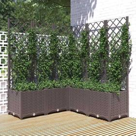 318267 Vidaxl Garden Planter With Trellis Plant Pot Flower Box Outdoor Patio Brown Pp