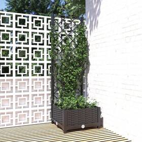 318268 Vidaxl Garden Planter With Trellis Plant Pot Flower Box Outdoor Patio Black Pp