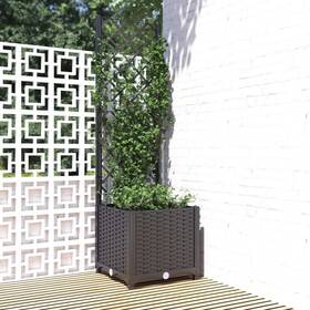 318269 Vidaxl Garden Planter With Trellis Plant Pot Flower Box Outdoor Patio Black Pp