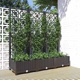 318272 Vidaxl Garden Planter With Trellis Plant Pot Flower Box Outdoor Patio Black Pp