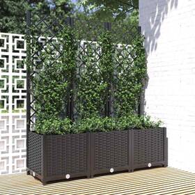318273 Vidaxl Garden Planter With Trellis Plant Pot Flower Box Outdoor Patio Black Pp
