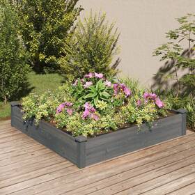 364294 Vidaxl Garden Raised Bed With Liner Outdoor Planter Pot Gray Solid Wood Fir