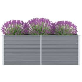 47011 Vidaxl Raised Garden Bed Flower Galvanized Steel Outdoor Planter Gray