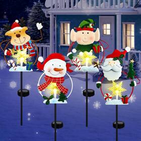 Anb-vihose-1427 Vihose 4 Pcs Christmas Stake Decor Outdoor Solar Light Metal White Anb-vihose-1427 Vihose 4 Pcs Christmas Stake Decor Outdoor Solar Light Metal White