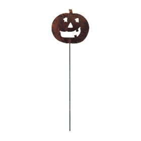 Rgs-25 Village Wrought Iron Pumpkin Rusted Garden Stake