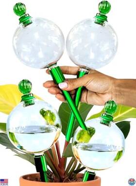 Visit The Gardenbro Store Gl Adapter Clear 4pcs 16 Oz Plant Watering Globes For Indoor Plants With Metal Self Planter