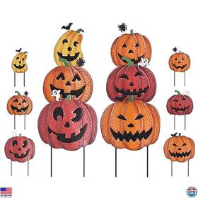 Hgmd-2023 Visit The Hogardeck Store 36 Inch Halloween Garden Stakes - Set Of 2 Metal Jack Oft Lantern And Pumpkin