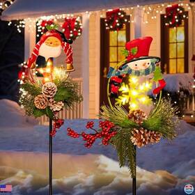 Tk-christ001 Visit The Take Me Store Christmas Outdoor Solar Santa And Snowman Pathway Lights - Perfect Xmas Gifts