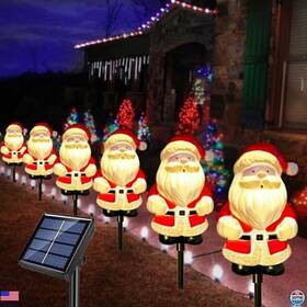 Smt113 Visit The Windpnn Store 6-pack Solar Santa Claus Garden Stake Lights Waterproof Outdoor Christmas Decor