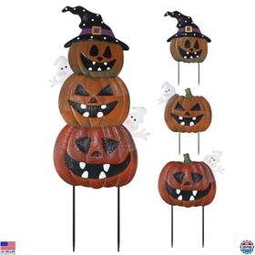 Yhmd-407 Visit The Yeahome Store Halloween Outdoor Decor - Set Of 3 Metal Pumpkin Garden Stakes Signs
