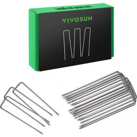 Vivosun 744759392497 5.5 Inch Silver Landscape Staples U-shaped Pins Garden Stakes 50-pack
