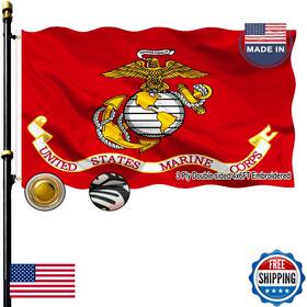 B0dp6vjfnb Volta Marine Corps Flag 4x6 Ft Embroidered Double Sided Heavy Duty Usmc Outdoor Banner