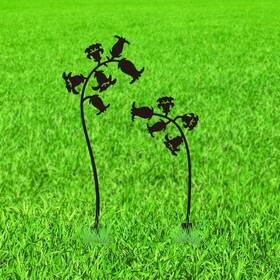 Ajew-wh0563-145-us29 Wadorn 2pcs Bellflower Metal Decorative Garden Stakes Black