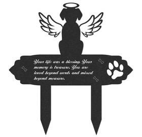 Dog-1 Wanyishun Grave Markers For Cemetery Dog Weatherproof Metal Pet Black