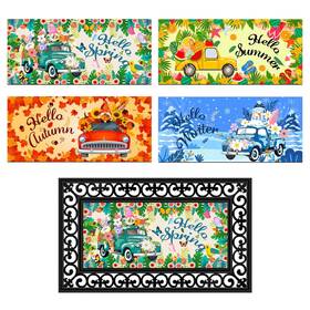 B0d8t1s9p1 Wayyogh 4pcs Seasonal Interchangeable Doormat Inserts - Spring Summer Fall Wi