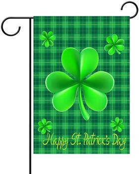B08p3nfg6y Wenwell Happy St. Patricks Day Shamrock Plaid 12x18 Garden Flag Double-sided