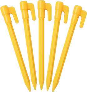 L404 Wexpw 40 Pack Plastic Tent Stakes Garden Landscape Pegs Spike Yellow