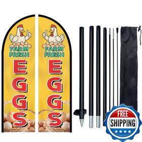 B0fgqszpsd Woanixy Farm Fresh Eggs Feather Flag With Pole Kit Double Sided 8ft Durable Pol