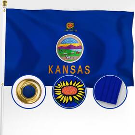 B0cjdxqrtt Xifan Kansas State Flag 3x5 Ft Outdoor Double Sided Embroidered Uv Protected