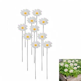 Xz0606 Xizhi Daisy Flower Garden Stakes Decor Metal Stick And Silk Artificial White