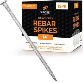 Spike-12-x Xpose Safety Rebar Stakes - 14 Inch Metal Spikes For Asphalt 1/2 Spike-12-x Xpose Safety Rebar Stakes - 14 Inch Metal Spikes For Asphalt 1/2