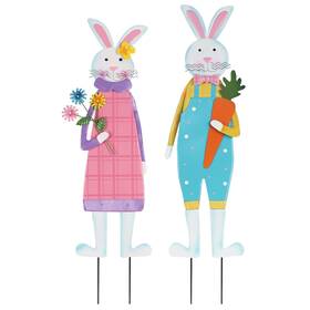 Yhmd-371 Yeahome Set Of 2 Metal Bunny Easter Decorations Outdoor Pink Blue Rabbit Garden Sign Yhmd-371 Yeahome Set Of 2 Metal Bunny Easter Decorations Outdoor Pink Blue Rabbit Garden Sign