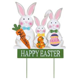 Yhmd-373 Yeahome 3 Metal Bunny Decorative Garden Stakes For Easter Decor Grey Gray