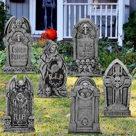 Tz-yerliker-180 Yerliker 6 Styles 27 Inch Halloween Tombstone Outdoor Decorations Yard Gray
