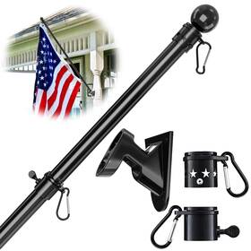 B09nmc7571 Yeyebest 5ft Flag Pole Kit Stainless Steel With No-tangle Rings Clips And Bracket
