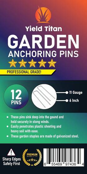 Yield Titan 655469974364 6 Inch 11 Gauge Garden Anchoring Pin / Landscape Staples Galvanized Silver
